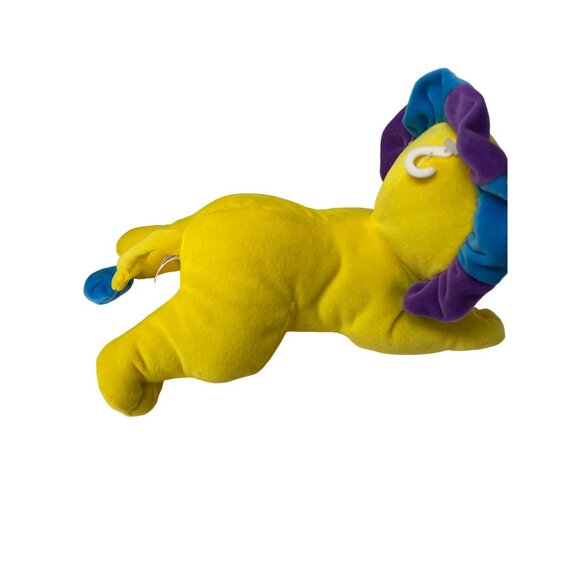 I Rattle Yellow Lion Plush Blue Purple Mane Rattle Lion Stuffed Toy - Picture 7 of 10
